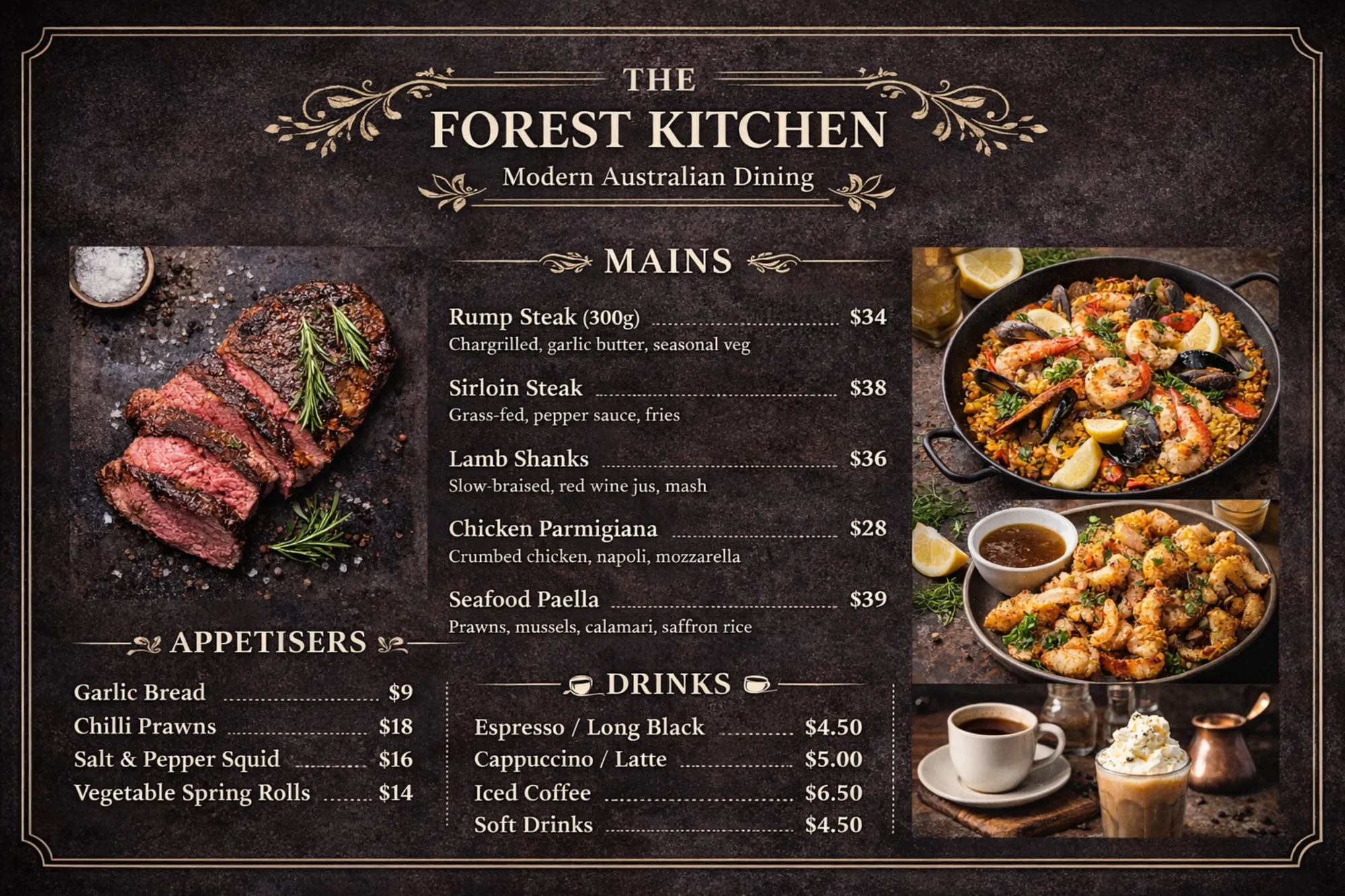 Restaurant Menu Wall